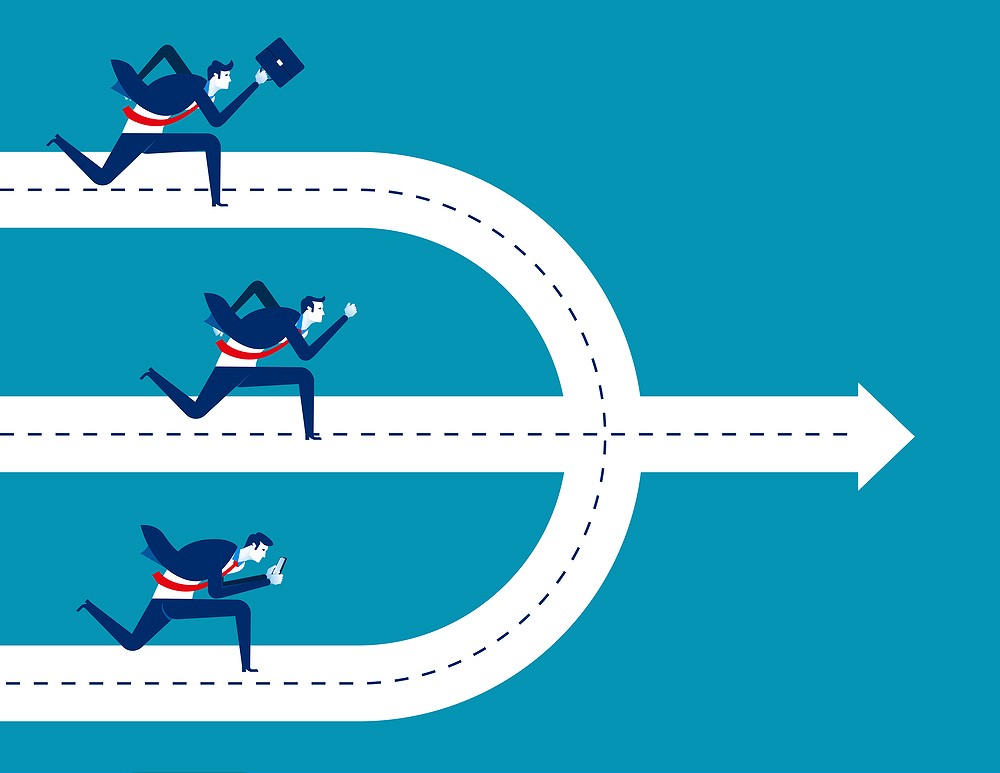 Same destination. Concept business success vector illustration.