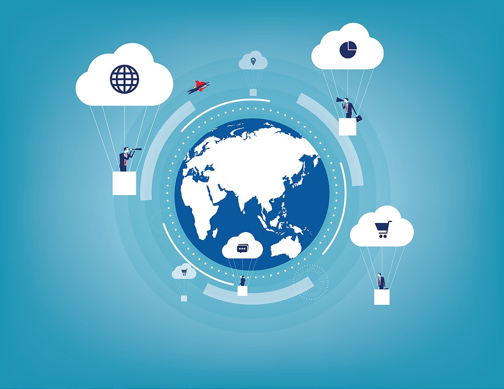 Global innovation with Business communication. Concept business technology vector illustration.