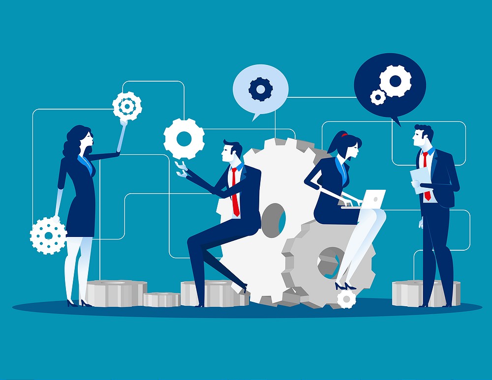 Maintenance. Business people for product development and engineering service, Concept business service vector illustration, Flat business cartoon design, Teamwork character style.